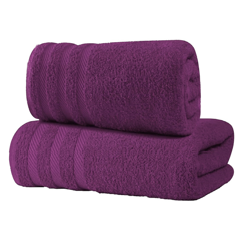 (Purple) 2 Pack Luxury Bath Towel 100% Egyptian Cotton Soft Towels Set