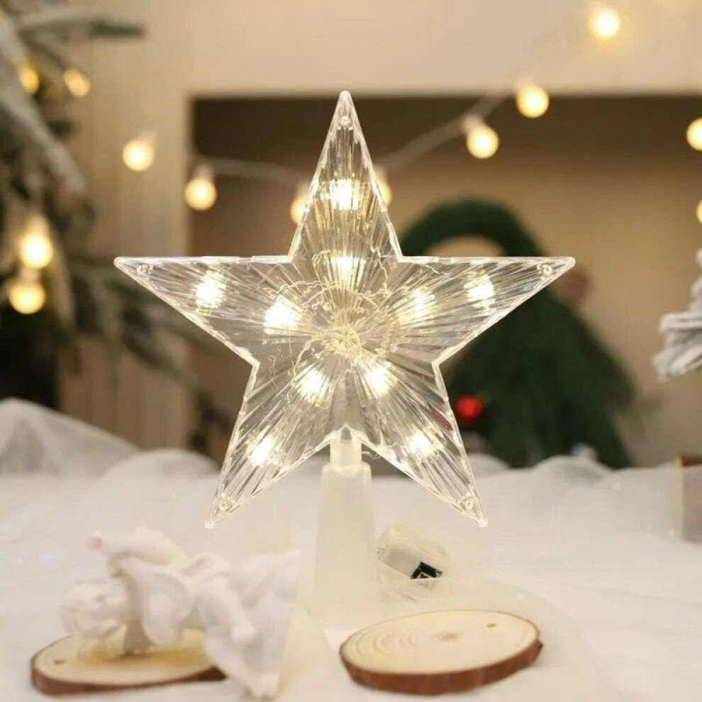 1Pcs Light Glowing Star Tree Topper Decor LED Ornament Christmas Tree Star Topper Decorations Fairy Light