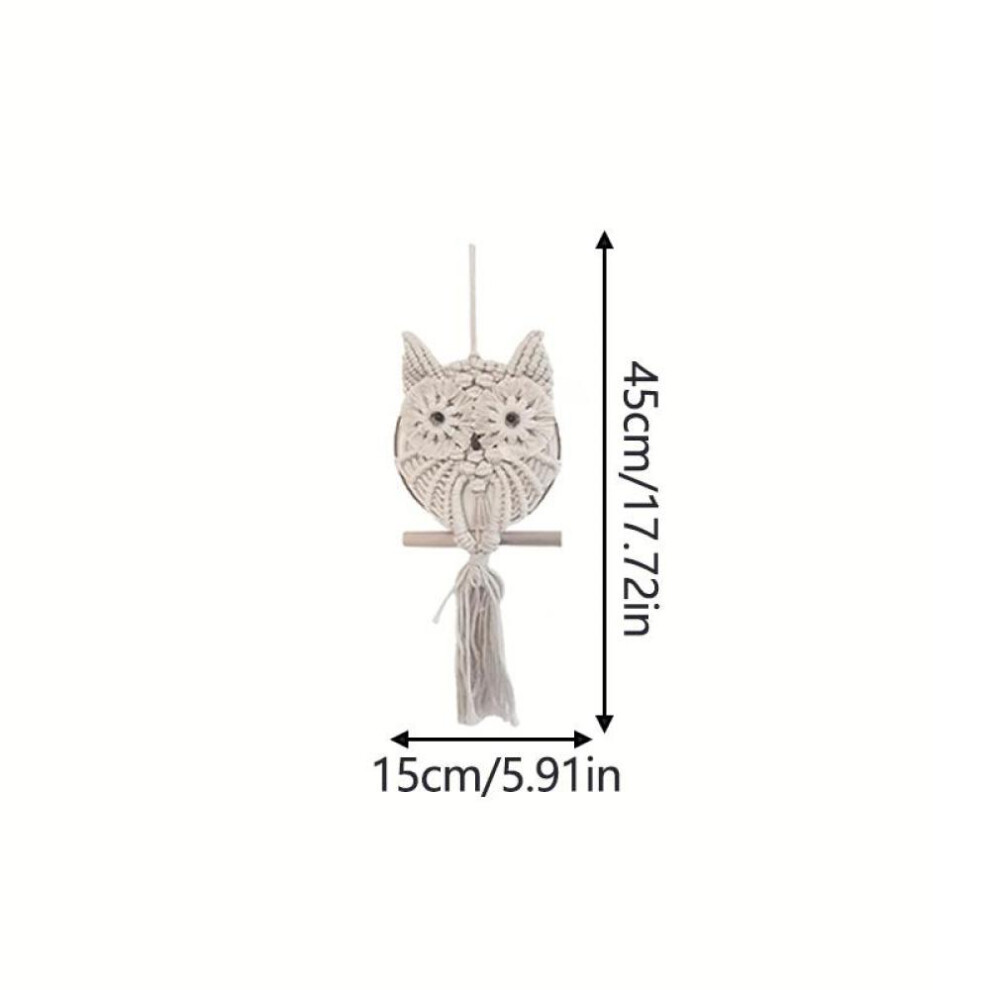 Owl Tapestry Hand-woven Owl Dream Catcher Wall Hanging Macrame Mandala Tassel Boho Decor DIY Apartment Dorm Room Home Decoration