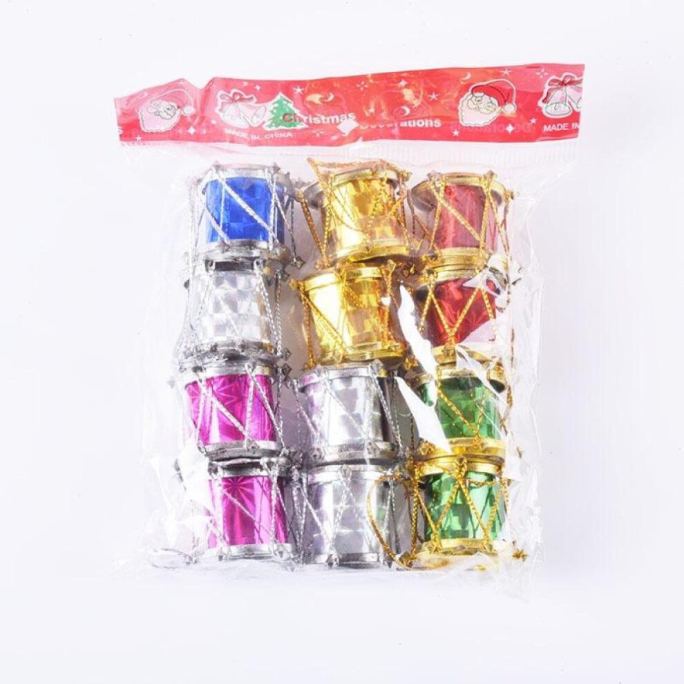 Laser Small drum Christmas Ornament colorful Mini Gift box Christmas Tree pendant New Year ornaments Decorations