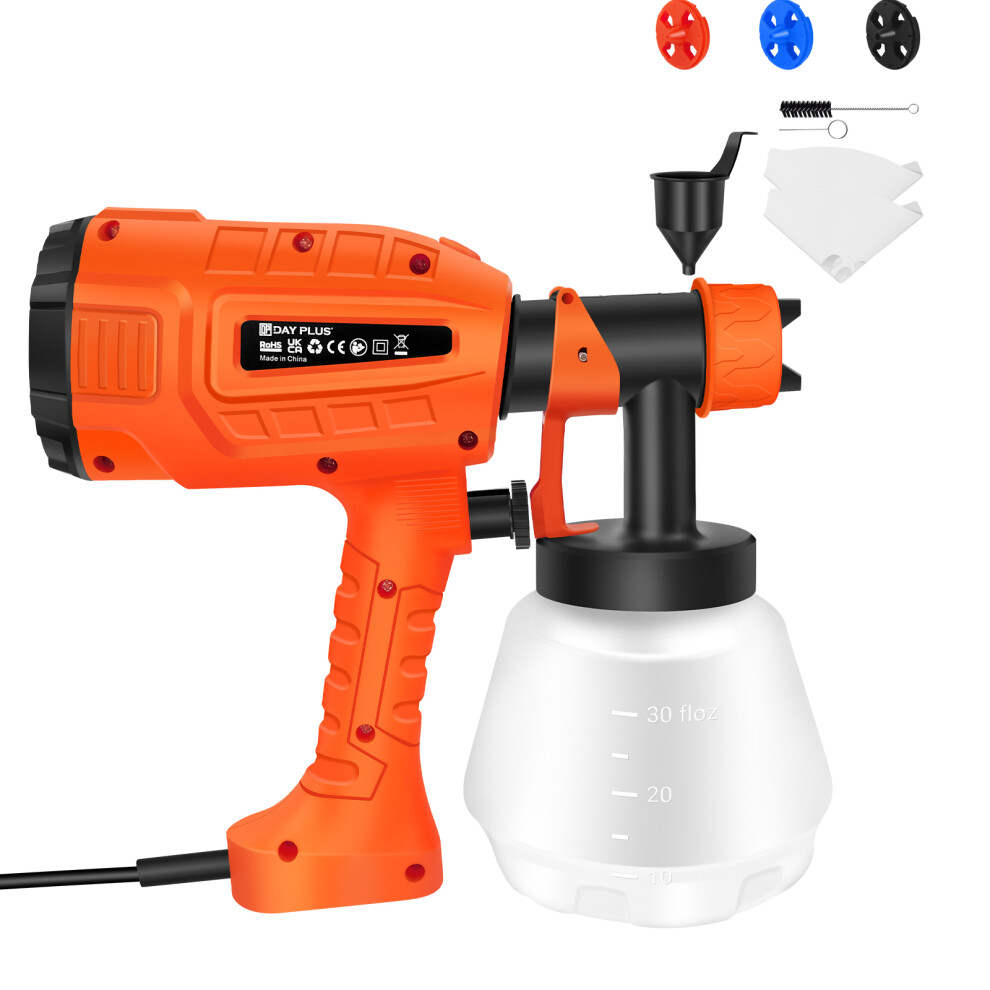 Electric Paint Sprayer Hand Held Spray Gun System Lightweight, Wall Fence Sprayer Ideal for Gloss, Satin, Varnish, Fence Paint, 3 Spray Nozzles