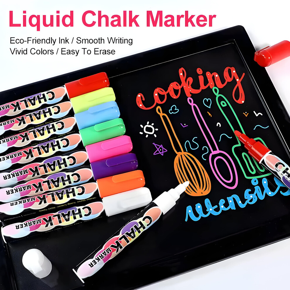 Rls 8 Liquid Chalk Markers Erasable Colour Neon Marker Pens Set For Kids Multicoloured
