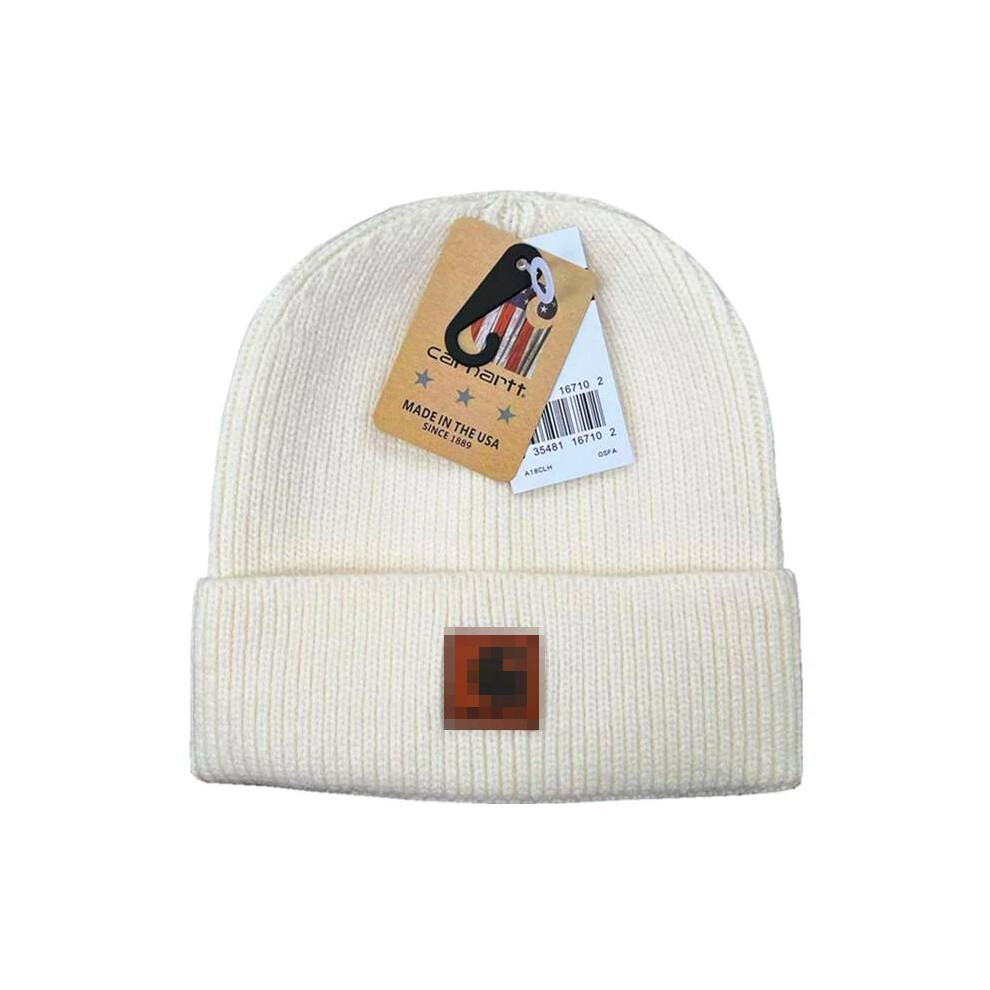 (White) Carhartt Hat Beanie Unisex Winter Thickened Knit Cap Keep Warm Fashion Gift