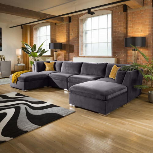 Mikey 4 Seater U-Shape Sofa - Dark Grey 7 1