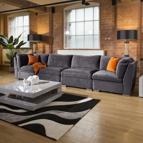 Mikey 4 Seater Modular Sofa - Dark Grey 16 2