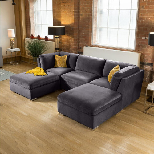 Mikey 3 Seater U-Shape Sofa - Dark Grey 4 1