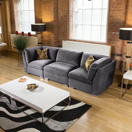 Mikey 3 Seater Modular Sofa - Dark Grey 1 2