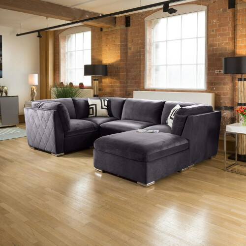 Mikey 4 Seater U-Shape Sofa - Dark Grey 5R 1