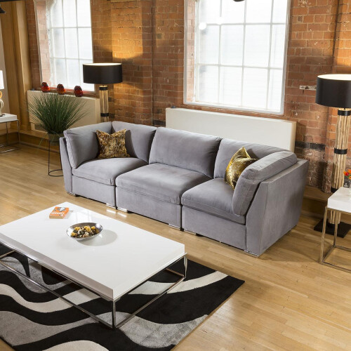 Mikey 3 Seater Modular Sofa - Mid Grey 1 1