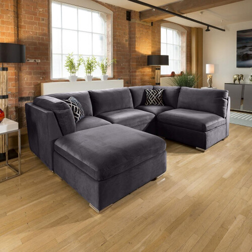 Mikey 4 Seater Corner Sofa - Dark Grey 3L 1