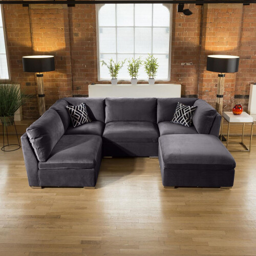 Mikey 4 Seater Corner Sofa - Dark Grey 3R 1