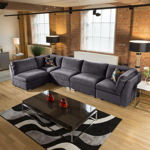 Mikey 6 Seater Corner Sofa - Dark Grey 13R 1