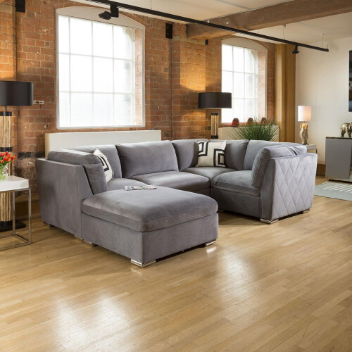 Mikey 4 Seater U-Shape Sofa - Mid Grey 5L 1