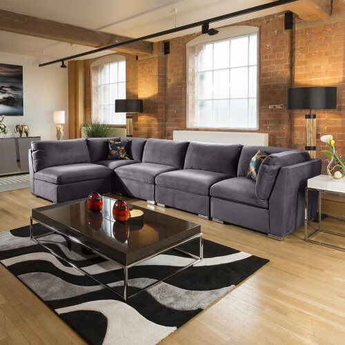 Mikey 6 Seater Corner Sofa - Dark Grey 13R 2
