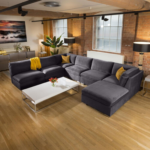 Mikey 6 Seater U-Shape Sofa - Dark Grey 9L 1