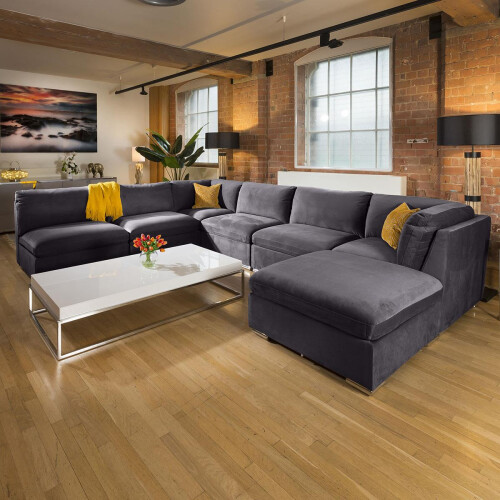 Mikey 6 Seater U-Shape Sofa - Dark Grey 9L 2