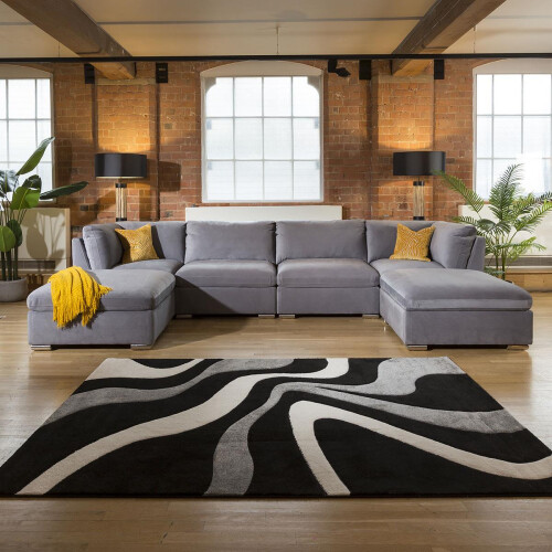 Mikey 4 Seater U-Shape Sofa - Mid Grey 7