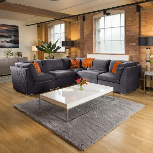 Mikey 5 Seater Corner Sofa - Dark Grey 14 2