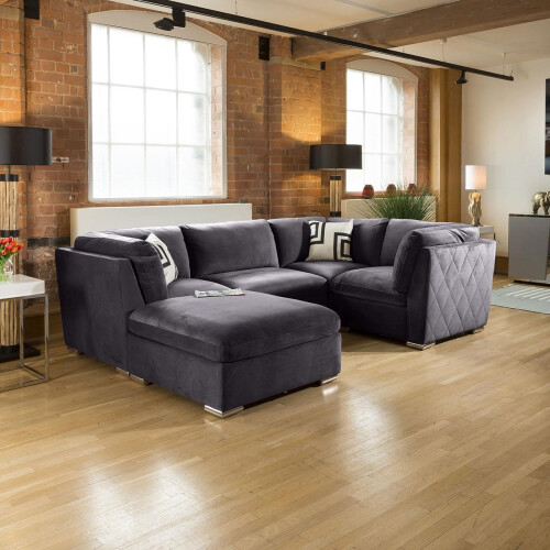Mikey 4 Seater U-Shape Sofa - Dark Grey 5L 2