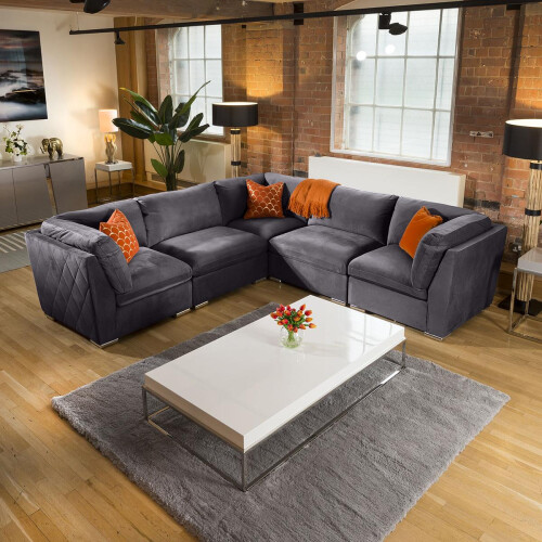 Mikey 5 Seater Corner Sofa - Dark Grey 14 1