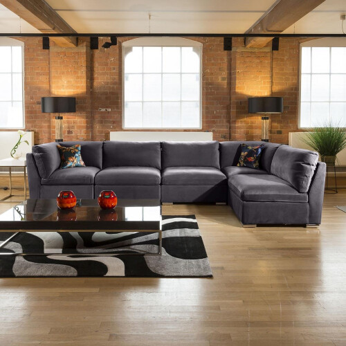 Mikey 6 Seater Corner Sofa - Dark Grey 13L 1