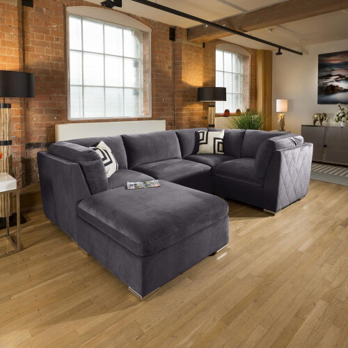 Mikey 4 Seater U-Shape Sofa - Dark Grey 5L 1