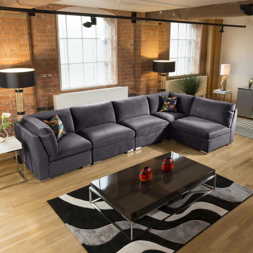 Mikey 6 Seater Corner Sofa - Dark Grey 13L 2