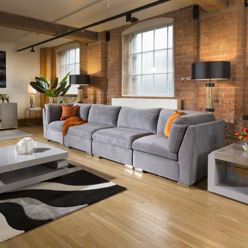 Mikey 4 Seater Modular Sofa - Mid Grey 16 1