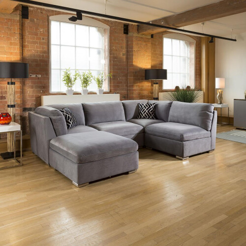 Mikey 4 Seater Corner Sofa - Mid Grey 3L 1