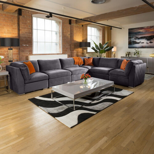 Mikey 6 Seater Corner Sofa - Dark Grey 15L 1