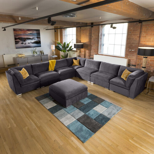 Mikey 8 Seater Corner Sofa - Dark Grey 17 1
