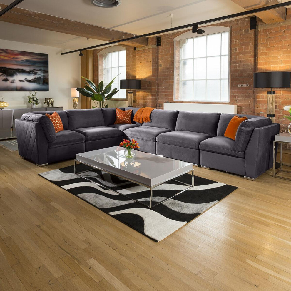 Mikey 6 Seater Corner Sofa - Dark Grey 15R-image-OPC-PFFMXSZ-NEW