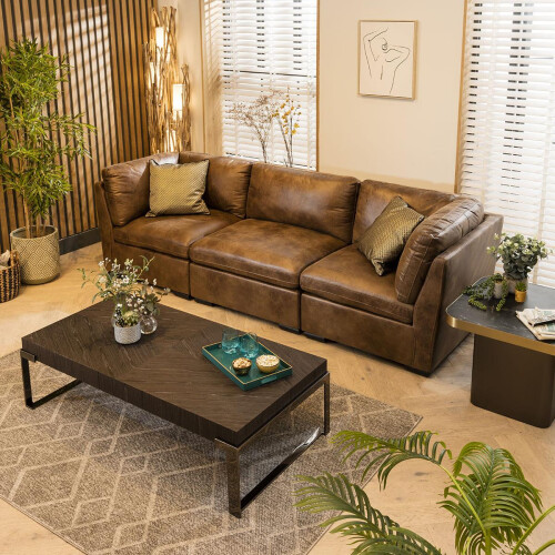 Mikey 3 Seater Modular Sofa Brown 285x95cm 1 2