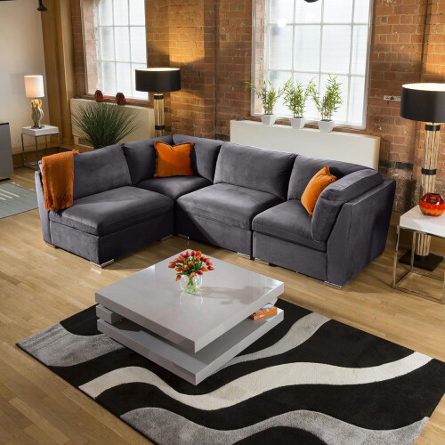 Mikey 4 Seater Corner Sofa - Dark Grey 12L 1
