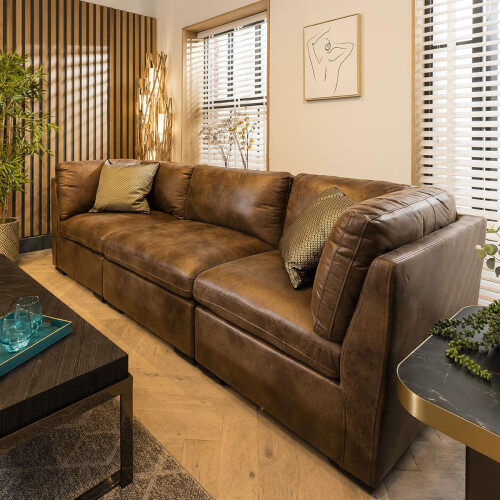 Mikey 3 Seater Modular Sofa Brown 285x95cm 1 1