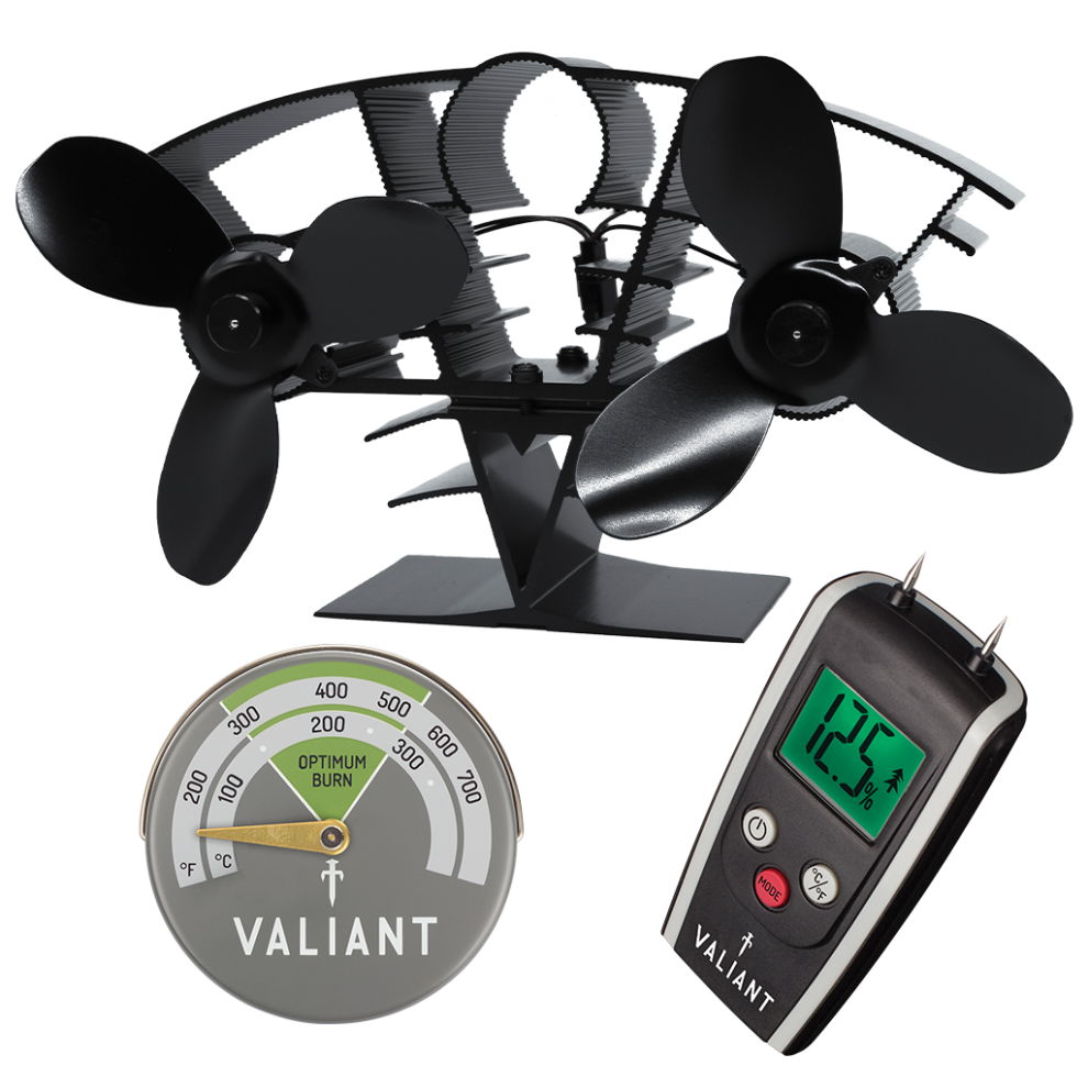 Valiant Whirlwind Stove Fan, Green Thermometer & Moisture Meter