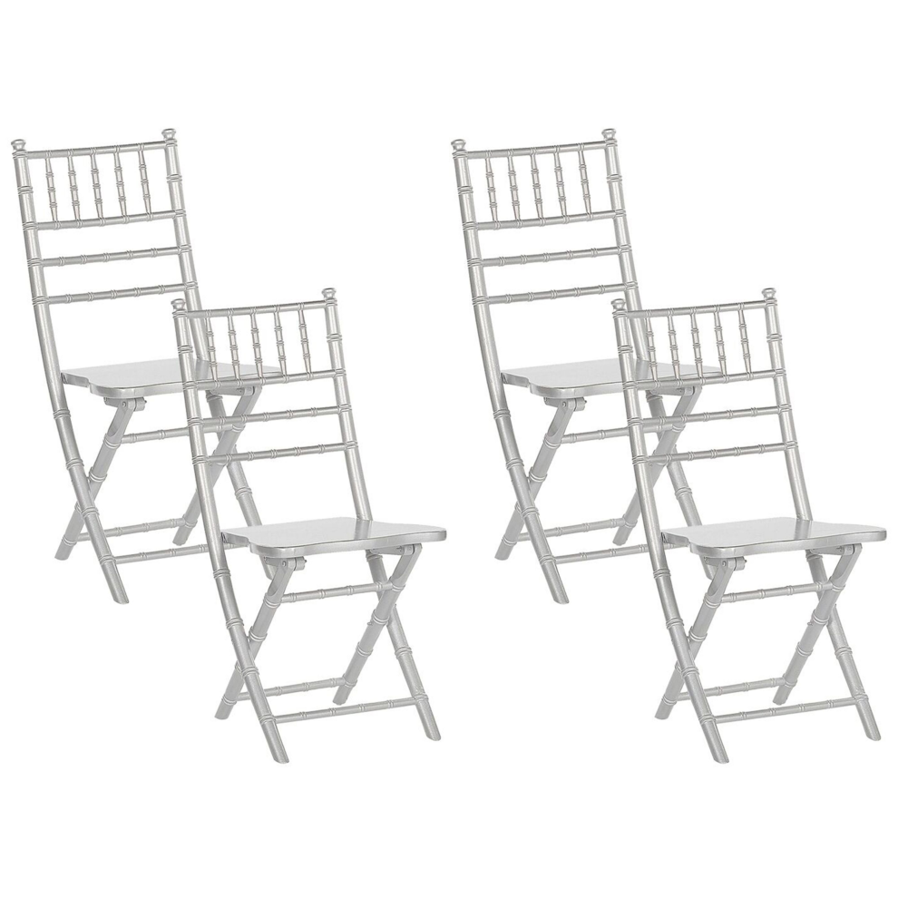 Set of 4 Dining Chairs Folding MACHIAS Beechwood Silver