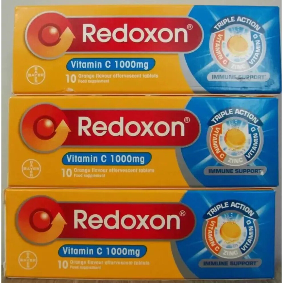 3 x REDOXON TRIPLE ACTION VITAMIN C, D & ZINC IMMUNE SUPPORT - 30 tabs