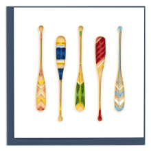 Quilling Painted Canoe Paddles Rowing Adventure Hand-Finished Art Greeting Card
