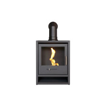 OKO S1 Charcoal Grey Bio Ethanol Stove with Angled Stove Pipe - Real Flame, Freestanding, Up to 3kW, 3-8h Burn Time (25639)