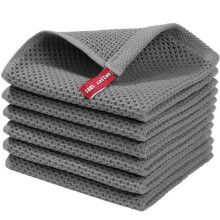 (34*34cm, Dark Grey) Cotton Dish Cloths Quick Drying Kitchen Towels for Washing Dishes Honeycomb Kitchen Dish Rags Super Soft and Absorbent Household Cleaning Cloth