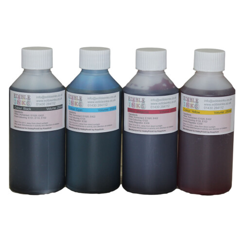 (4 Colour Set, 250ml) Edible printer Ink  in Set and Size Options.