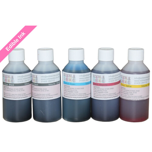 (5 Colour Set, 100ml) Edible printer Ink  in Set and Size Options.