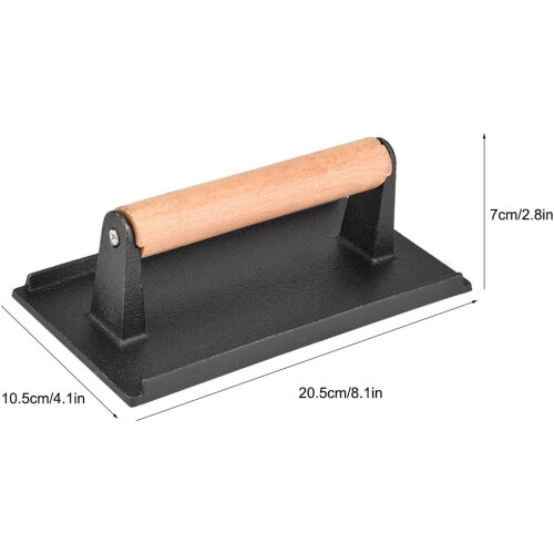 VG® Cast Iron Rectangular Burger Press 20x10 cm Non-Stick Grill Weight 2
