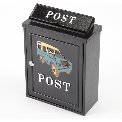 Vintage Decor Wall Mounted Post Box, 4WD Farm Vehicle Design, Lockable