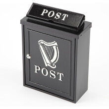 Vintage Decor® Wall Mounted Post Box, Celtic Harp Design, Lockable