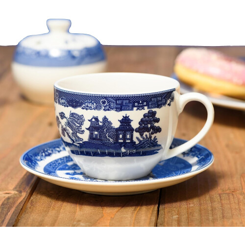 AuraHome Blue Willow 20-Piece Dinner Set, Porcelain, Blue & White 1