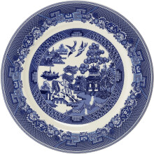 AuraHome Blue Willow 23cm Breakfast Plate - Porcelain, Blue & White Willow Pattern, Microwave & Dishwasher Safe AH-BLUE-WILLOW-23-BREAKFAST-PLATE