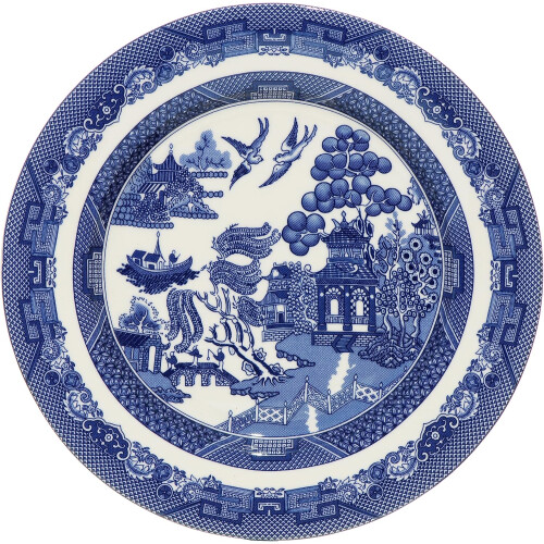 AuraHome Blue Willow 19cm Side Plate, Porcelain, Blue & White