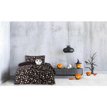 Spooky Halloween Reversible Duvet Cover with Pillowcase- Black- Single
